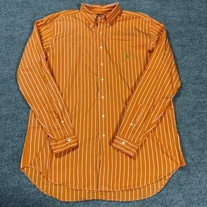 Ralph Lauren Classic Fit Orange White Stripe Long Sleeve Button Down Size XLT